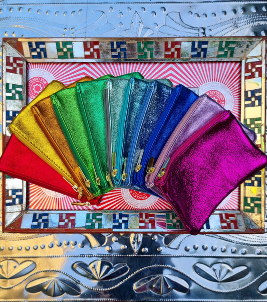 nbow metallic leather pouch - small