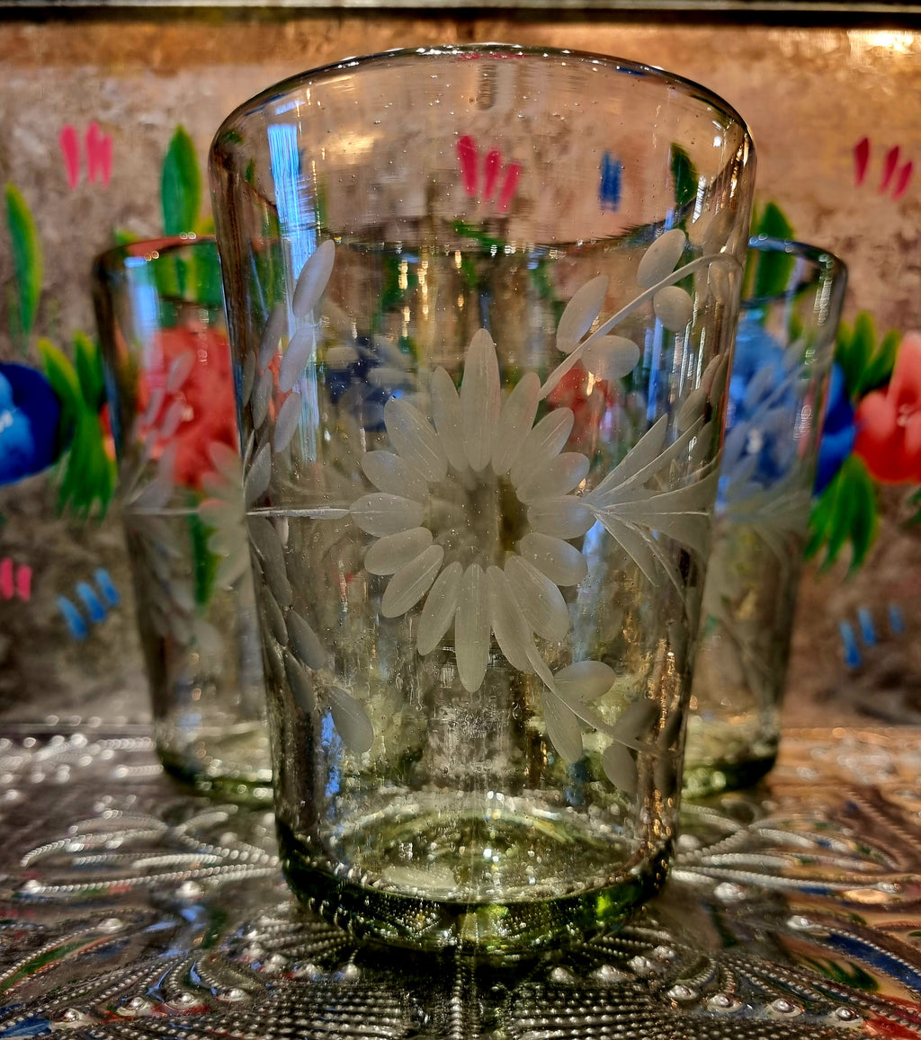 Mexican etched flared tumbler