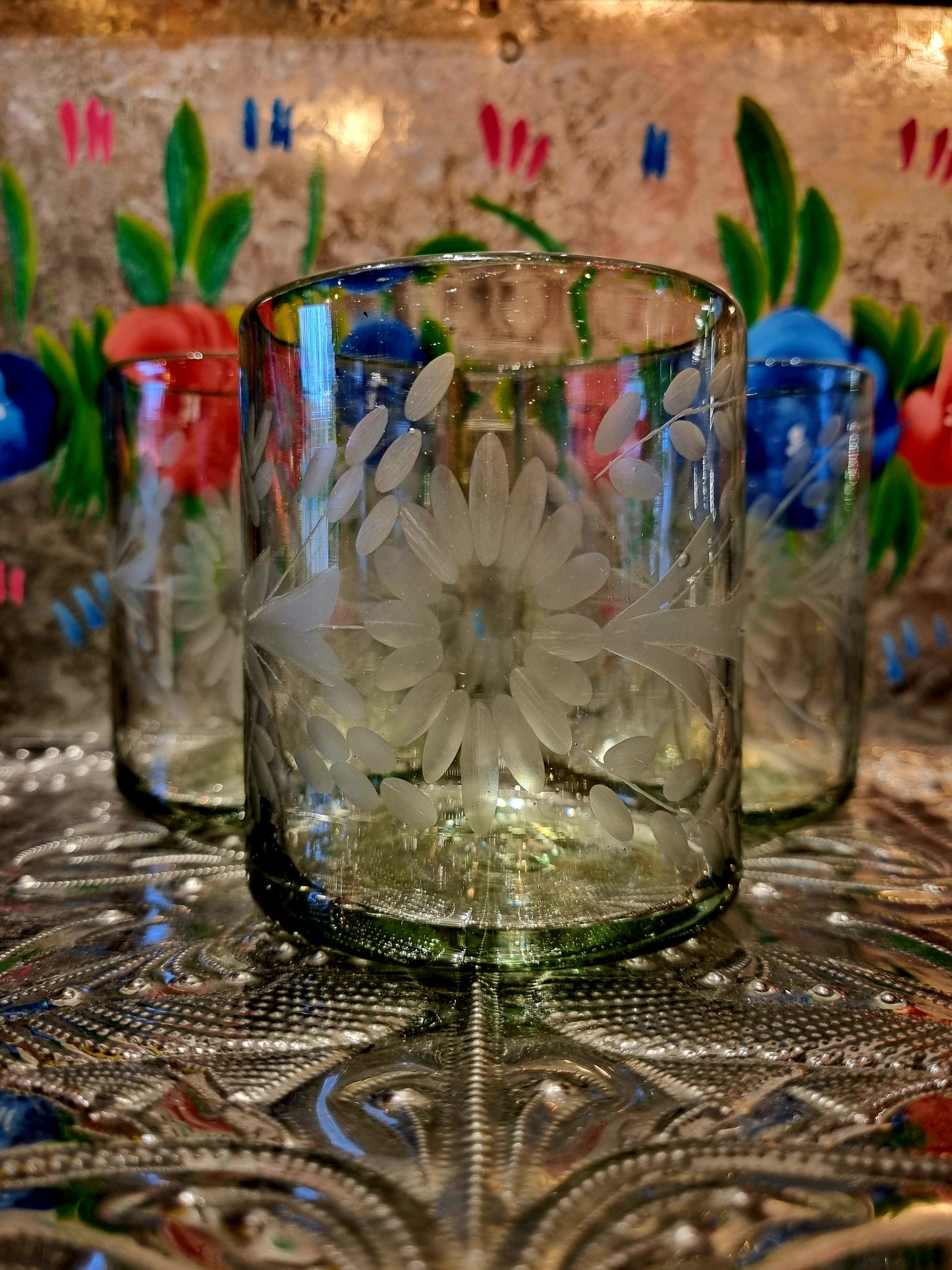 Mexican recycled etched tumbler