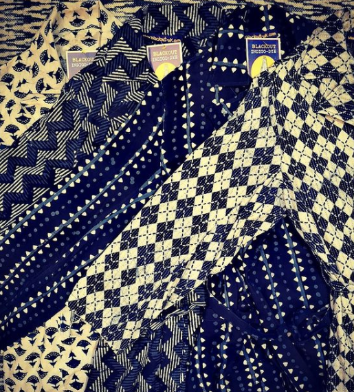 Block printed cotton dressing gown