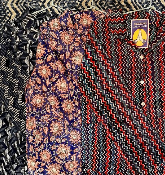 Block printed cotton pyjamas Size 2