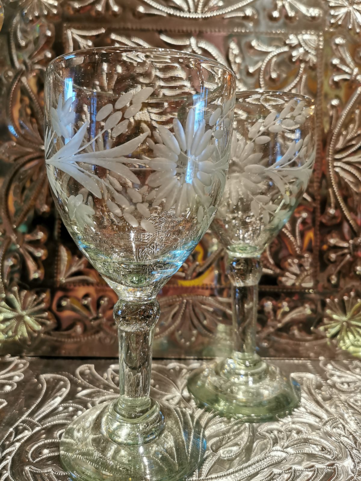Etched wine glasses