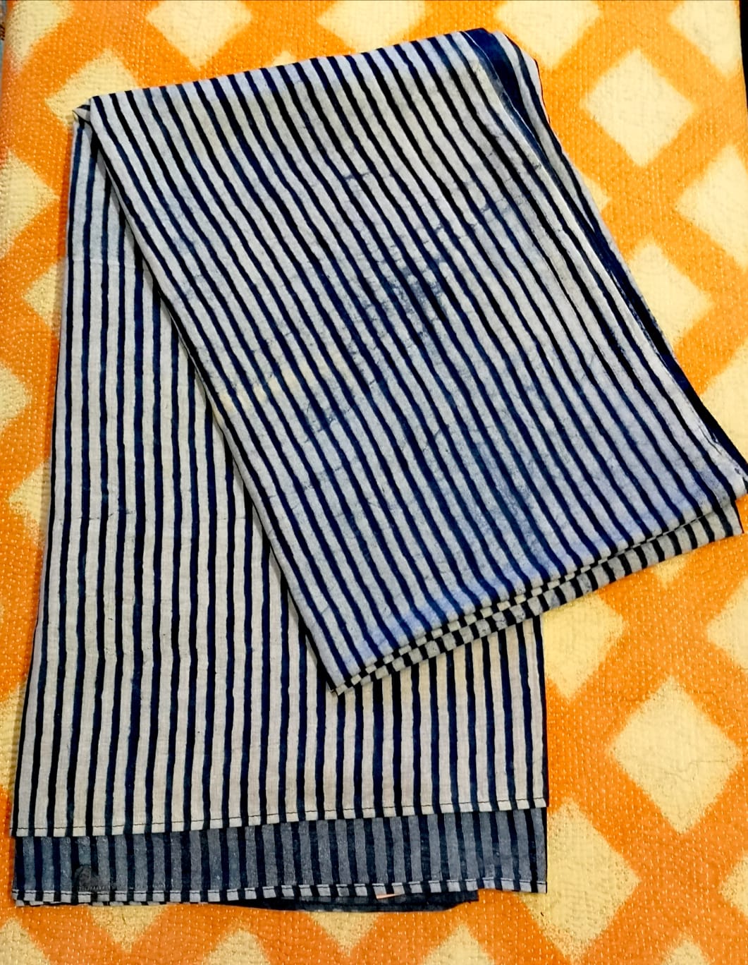 Indigo block print shawl