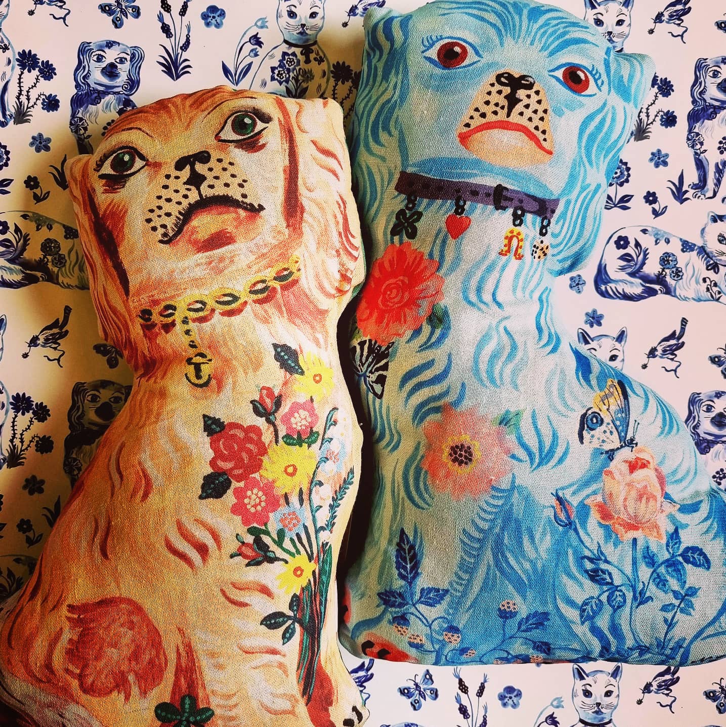 Super surreal and fantastically kitsch, these Nathalie Lete Staffordshire dogs come to life in these stuffed cushions. Printed cotton. Approx 31 cm high. 

Suitable for spot cleaning. 

Design farm uk