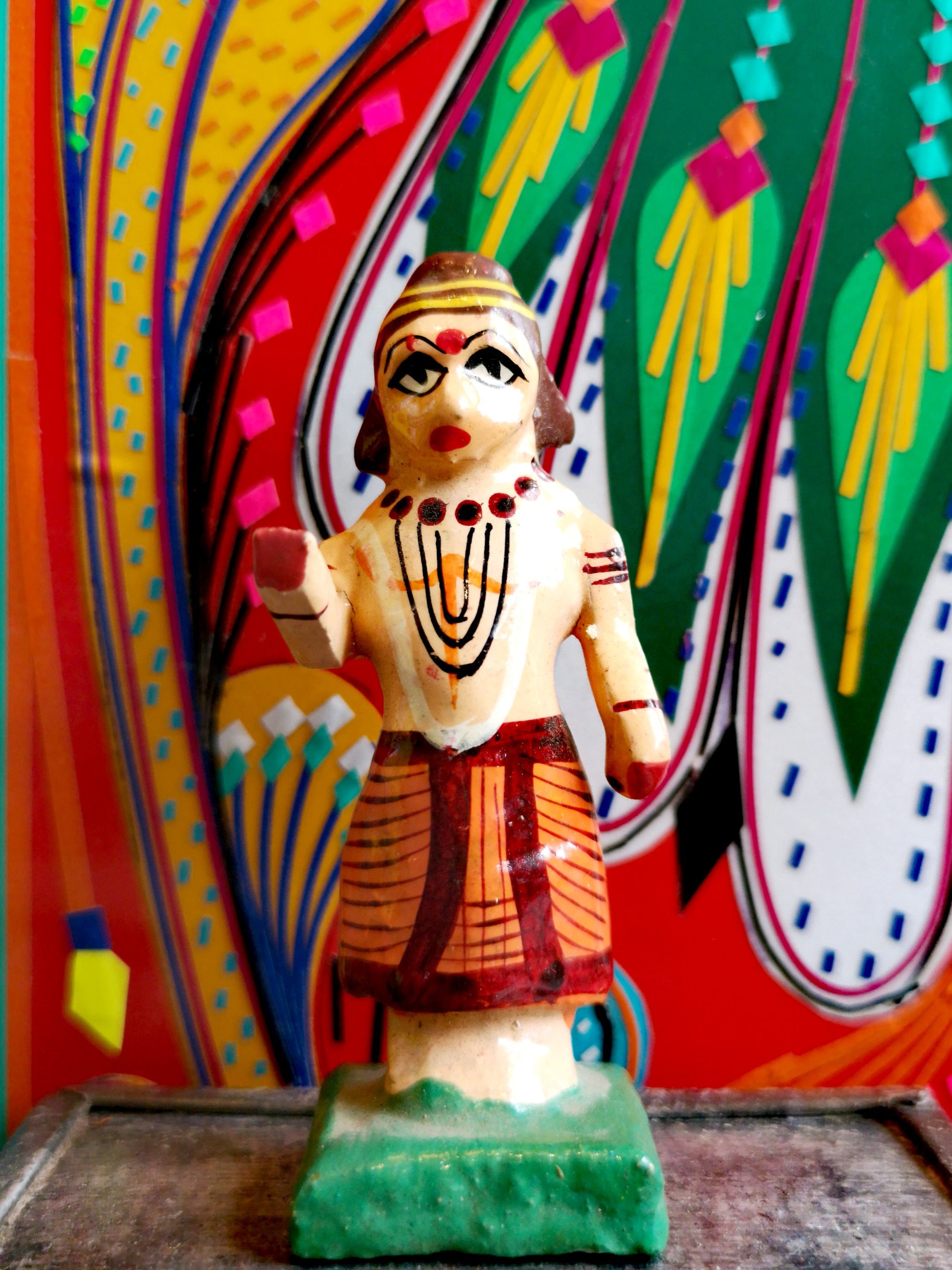 Indian Gods hand painted wooden figures