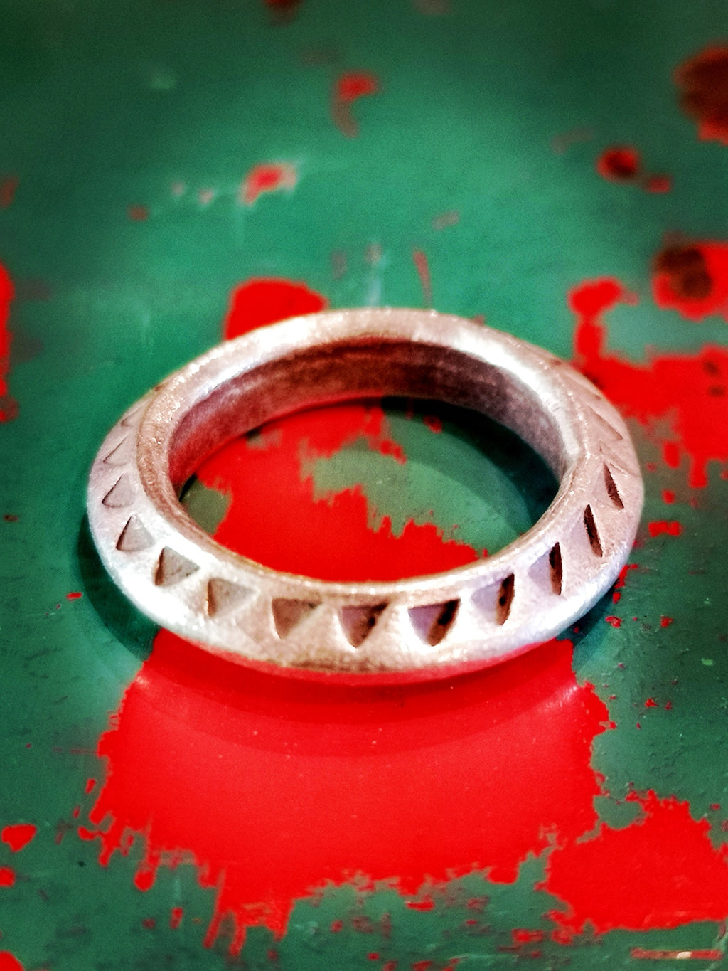 Hill tribe arrow stamped ring