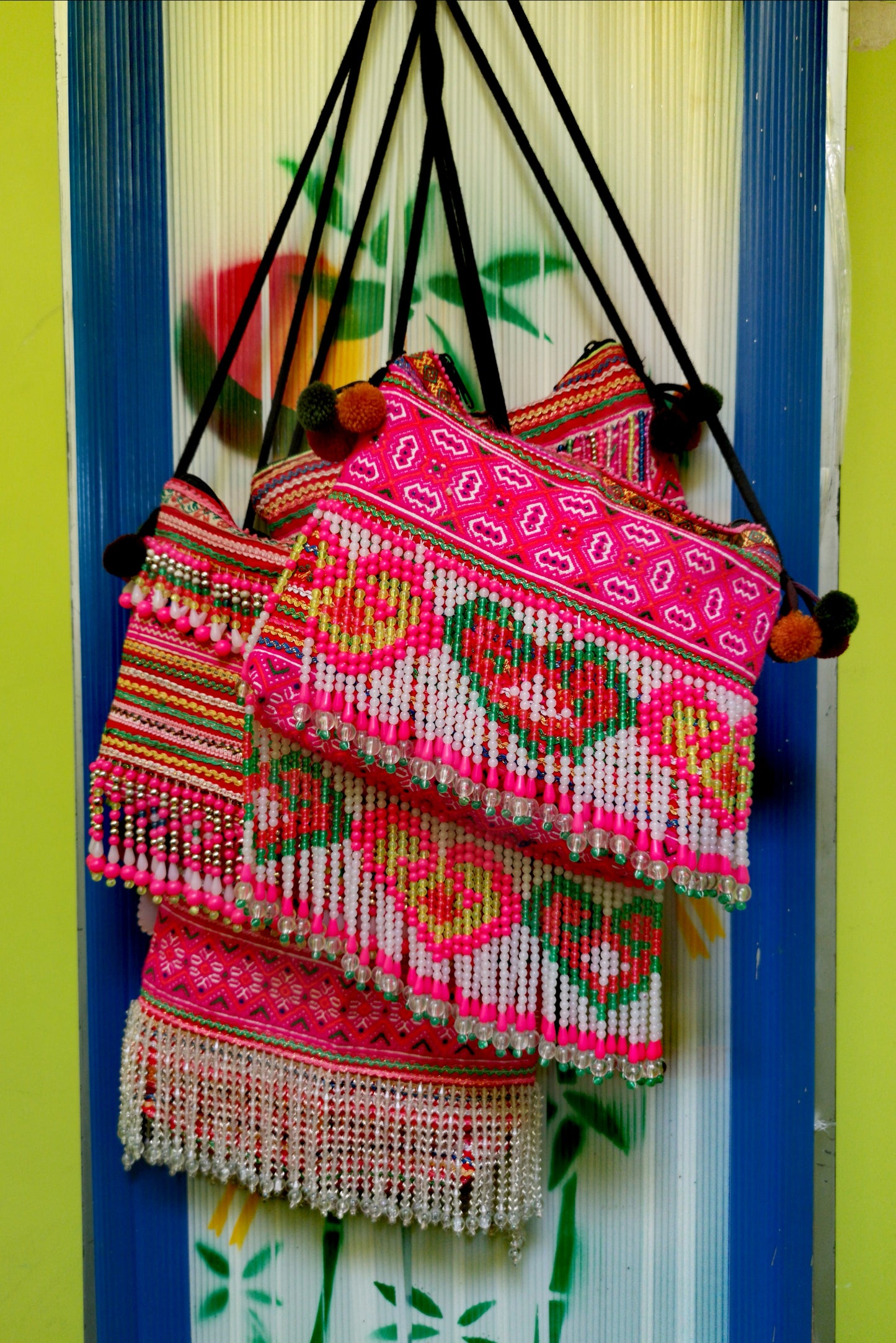 Flower Hmong upcycled textile cross shoulder bag