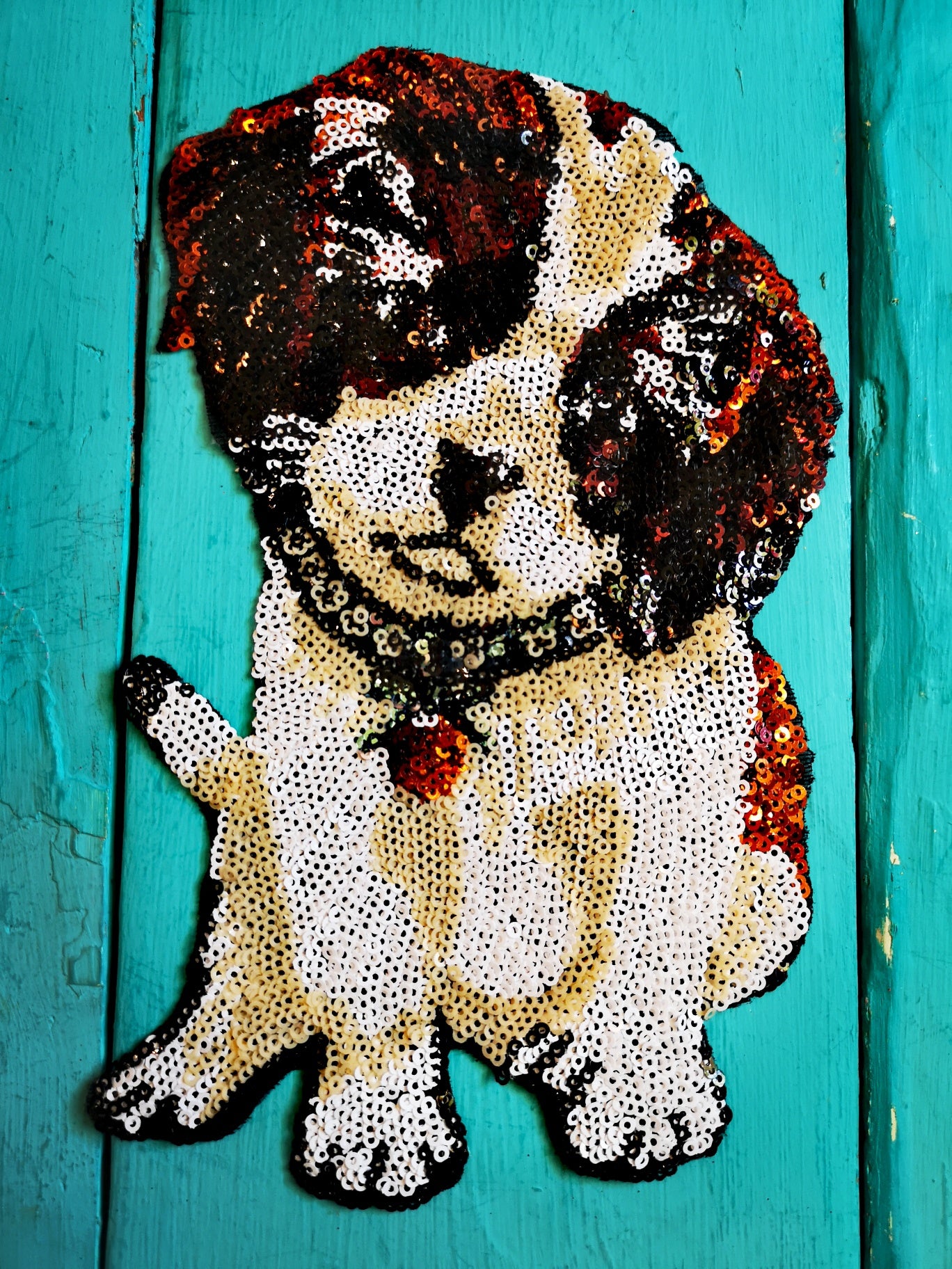 Cat and dog sequin patch