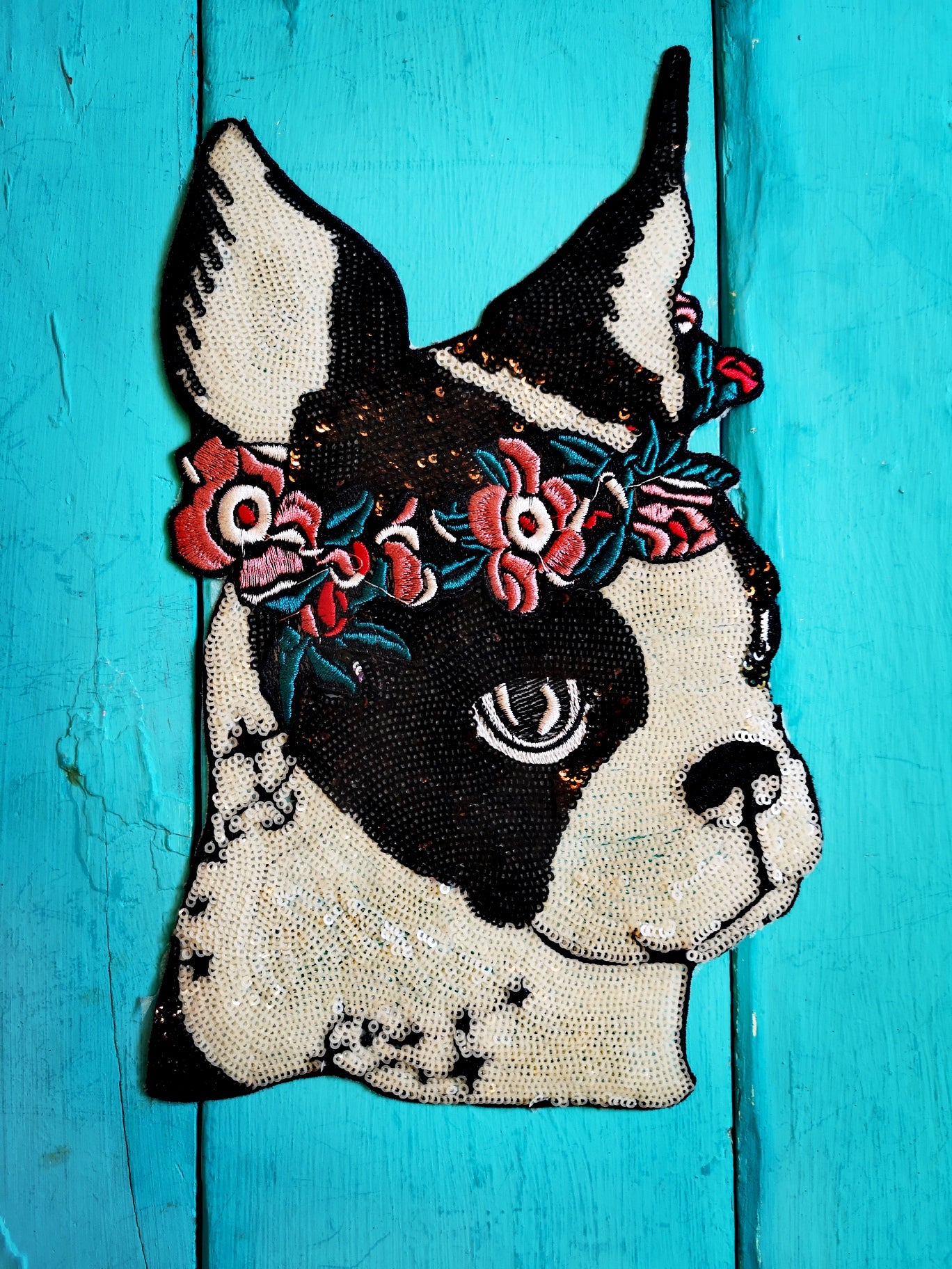 Cat and dog sequin patch