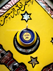 Indian hand painted sun man minature pendant
