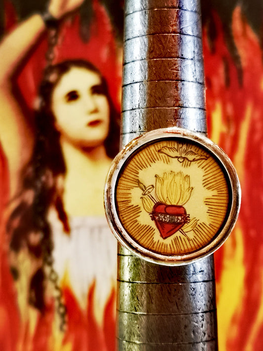 Hand painted Catholic miniature ring