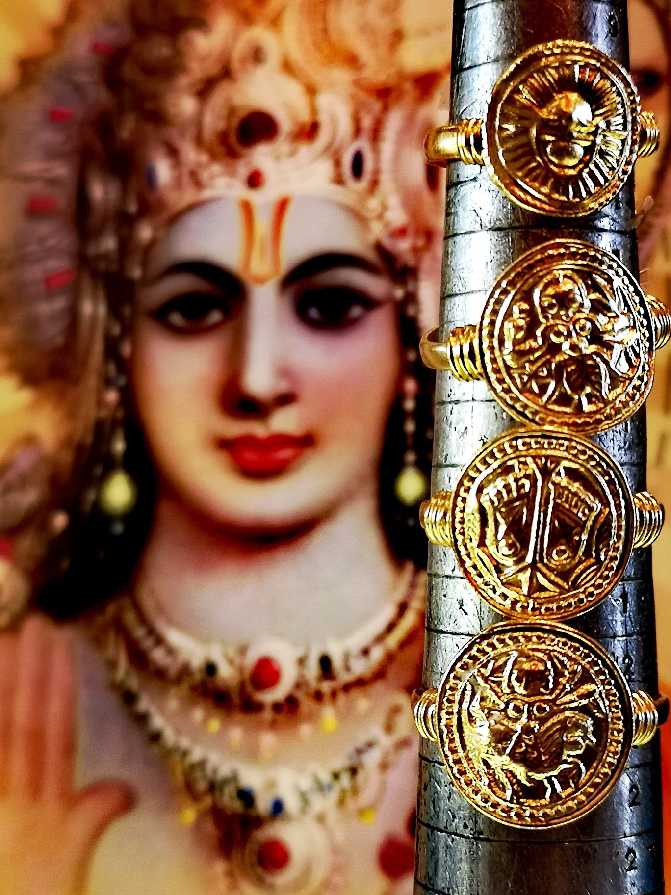 Gold plated god amulet ring