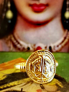 Gold plated god amulet ring