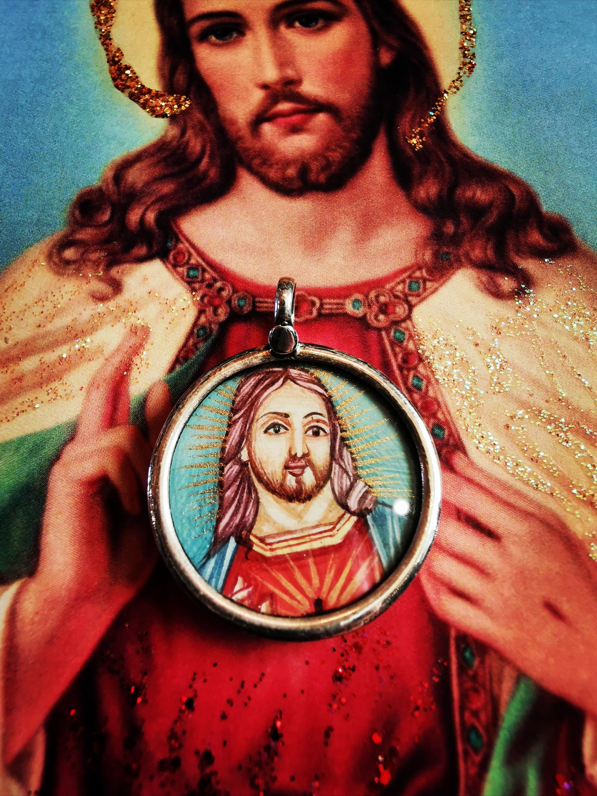 Hand painted Indian Catholic pendants