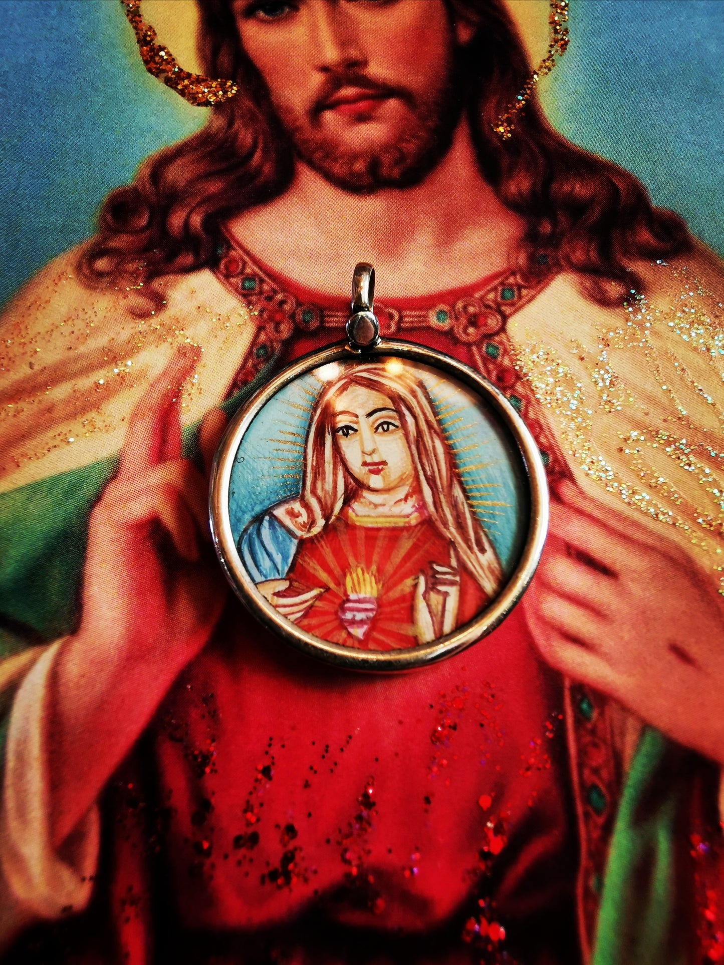 Hand painted Indian Catholic pendants