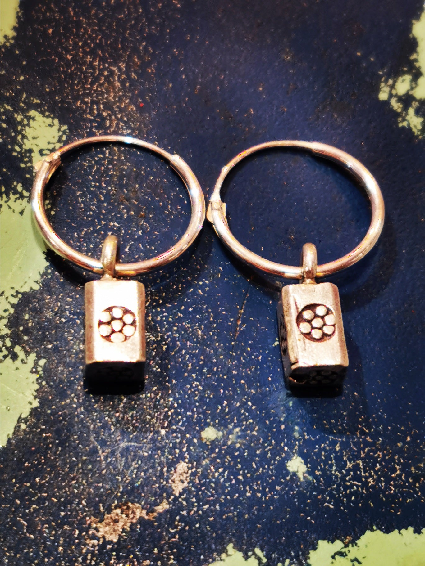 Burmese flora and fauna hoop earrings