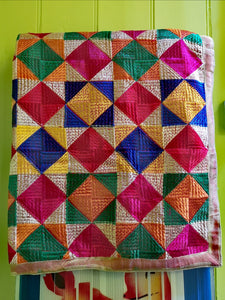 Gujarati silk floss work shawl