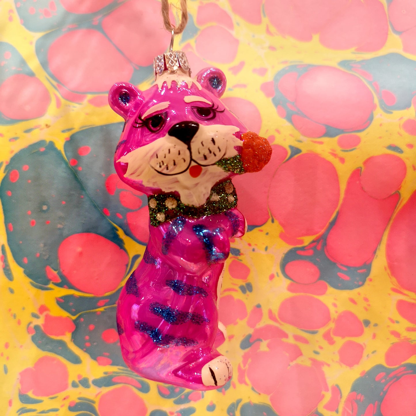 Toby tiger glass decoration