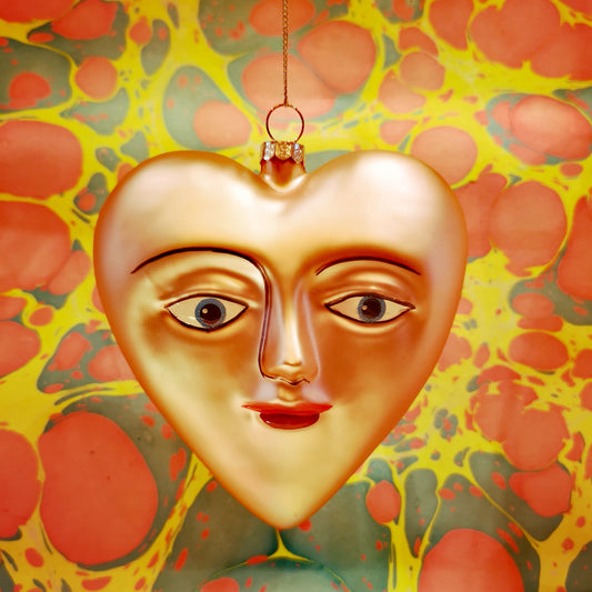 Blue eyed heart glass decoration