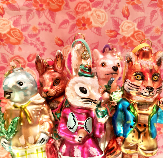 Nathalie Lete dressed woodland animal ornaments