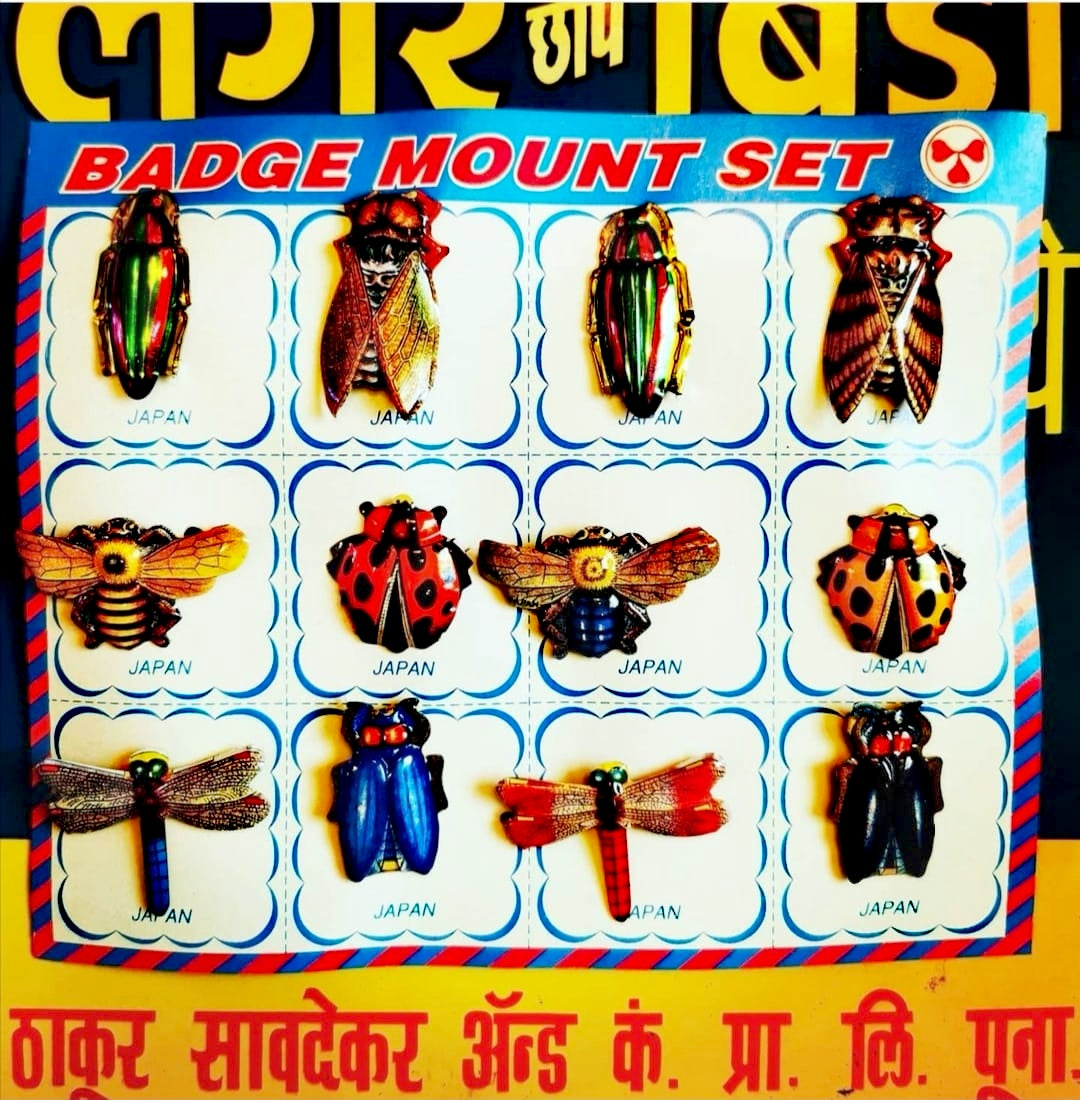 Japanese tin pin set - bugs
