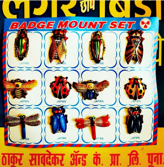 Japanese tin pin set - bugs