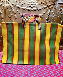 Medium zip striped Indian market bag