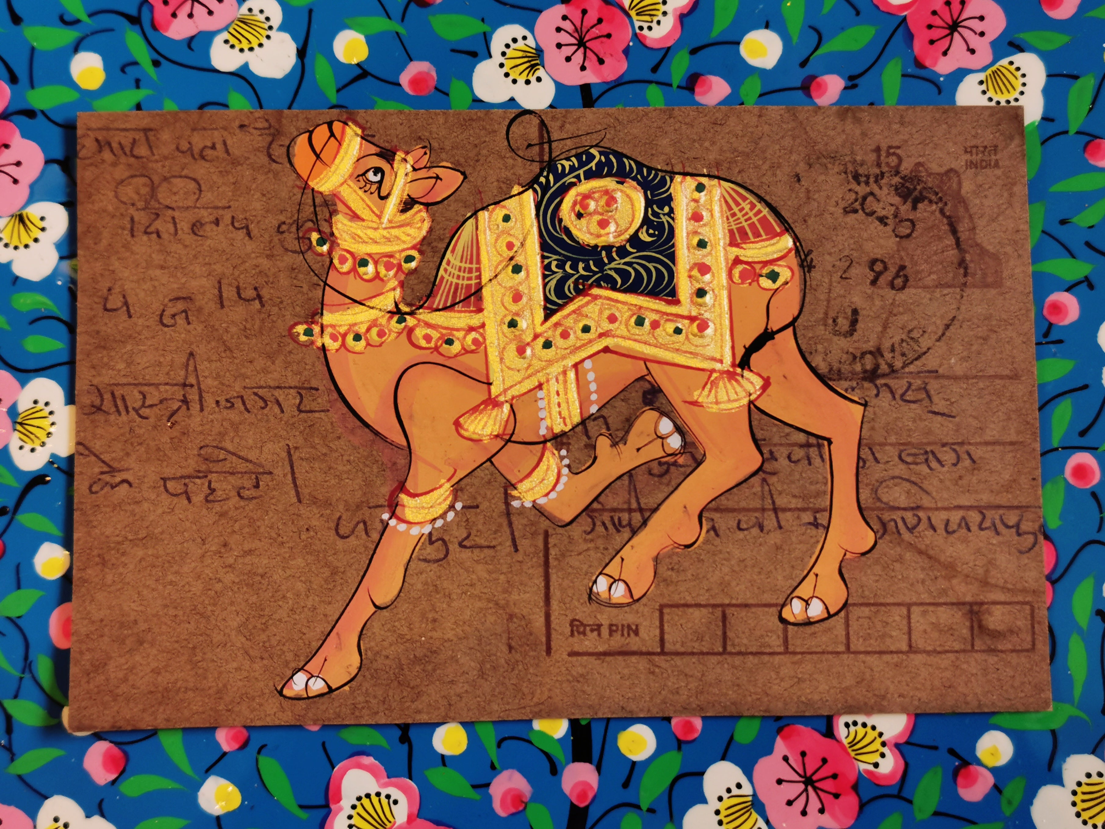 Hand painted indian postcards - Flora and Fauna