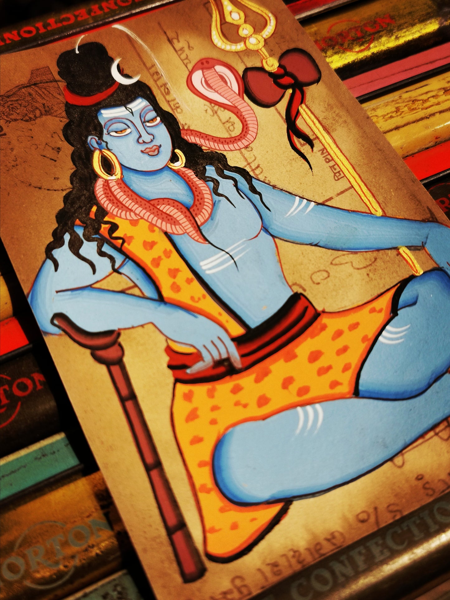 Hand painted Indian god postcards