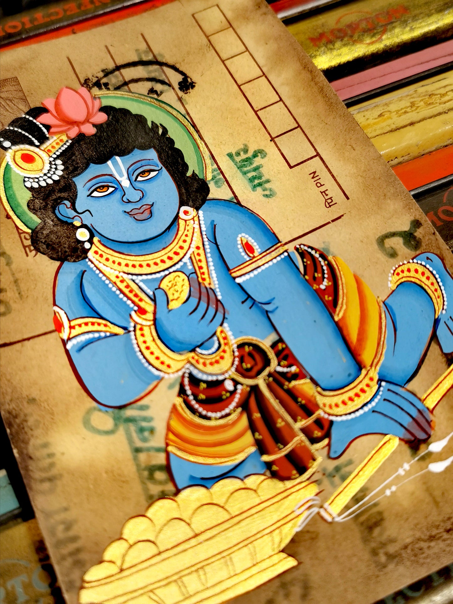 Hand painted Indian god postcards