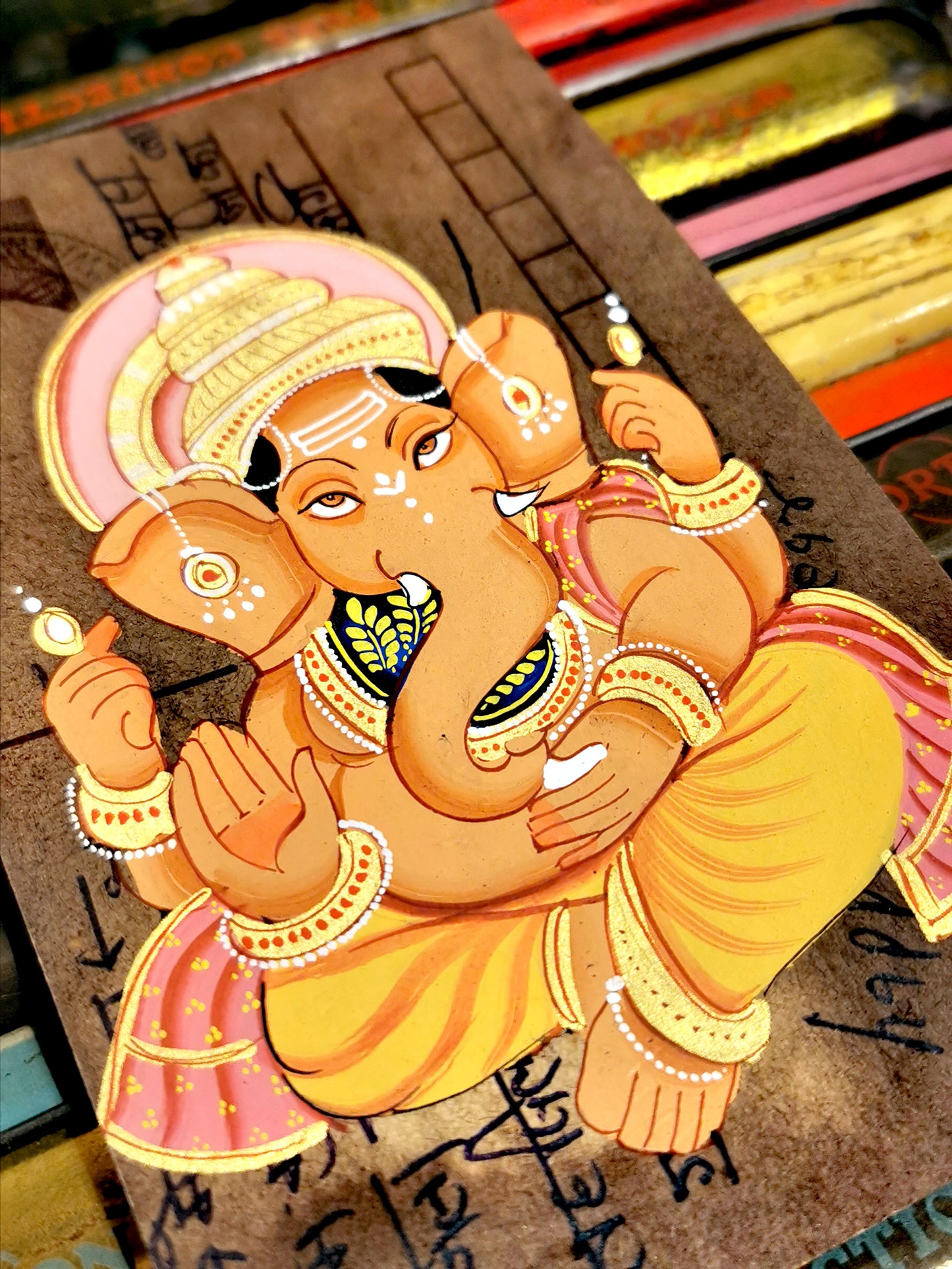 Hand painted Indian god postcards