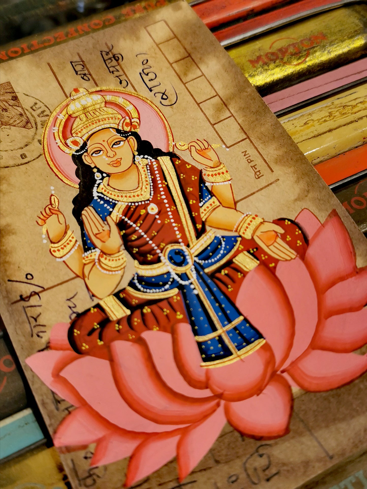 Hand painted Indian god postcards