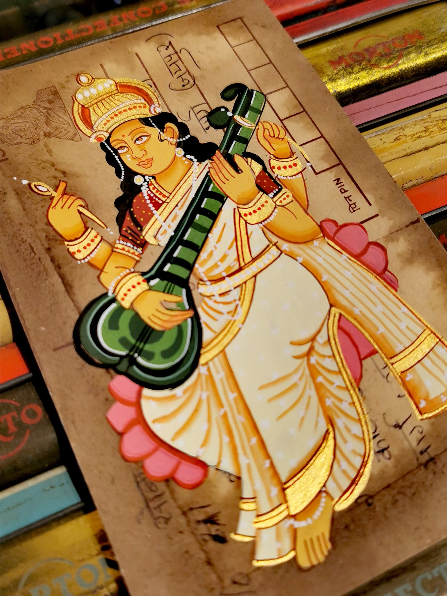 Hand painted Indian god postcards