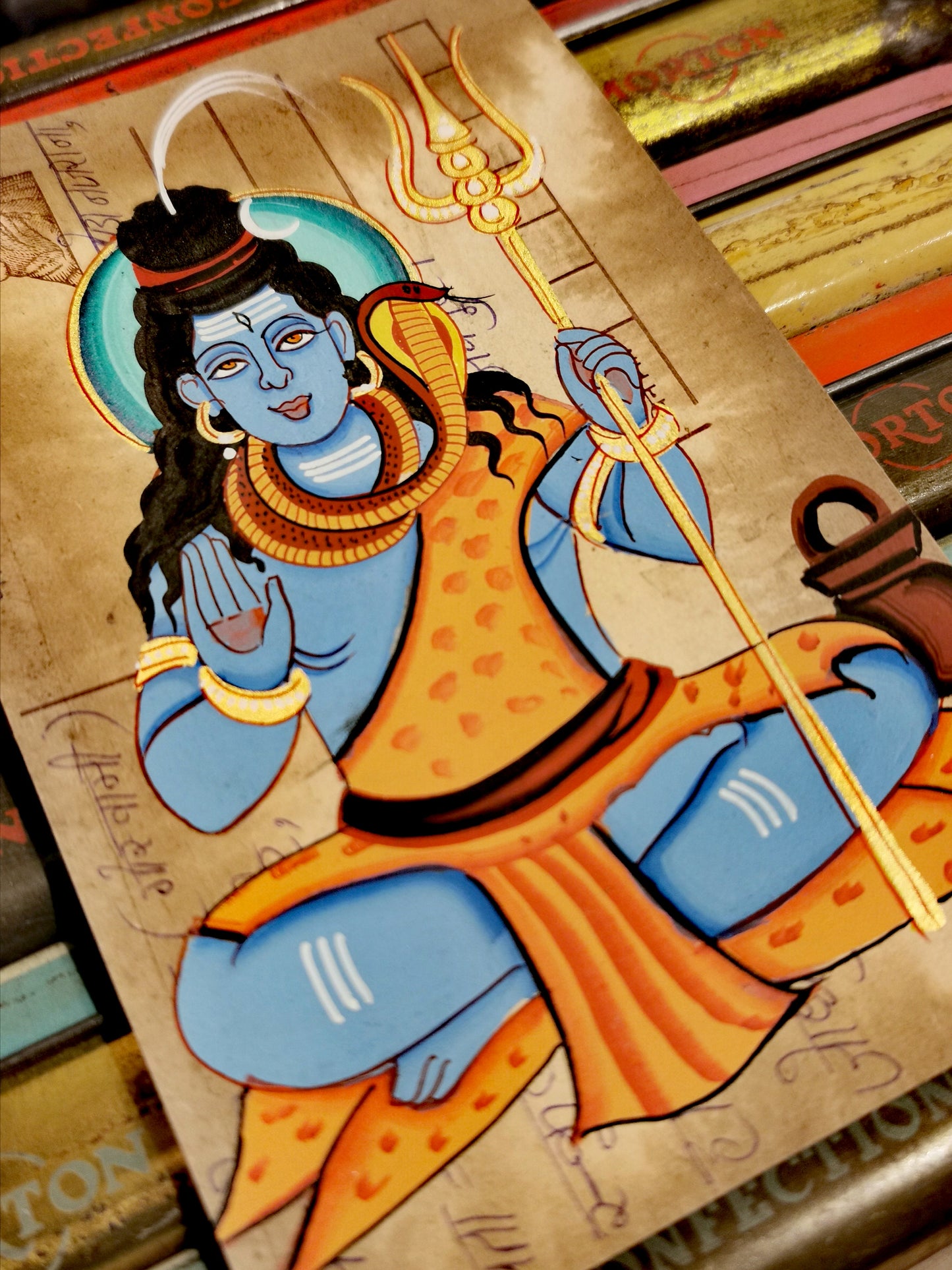 Hand painted Indian god postcards