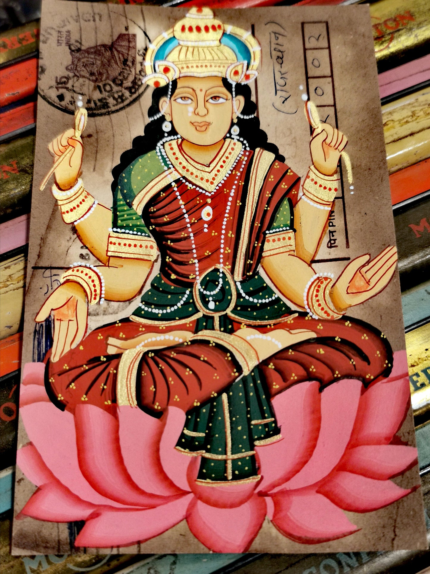 Hand painted Indian god postcards