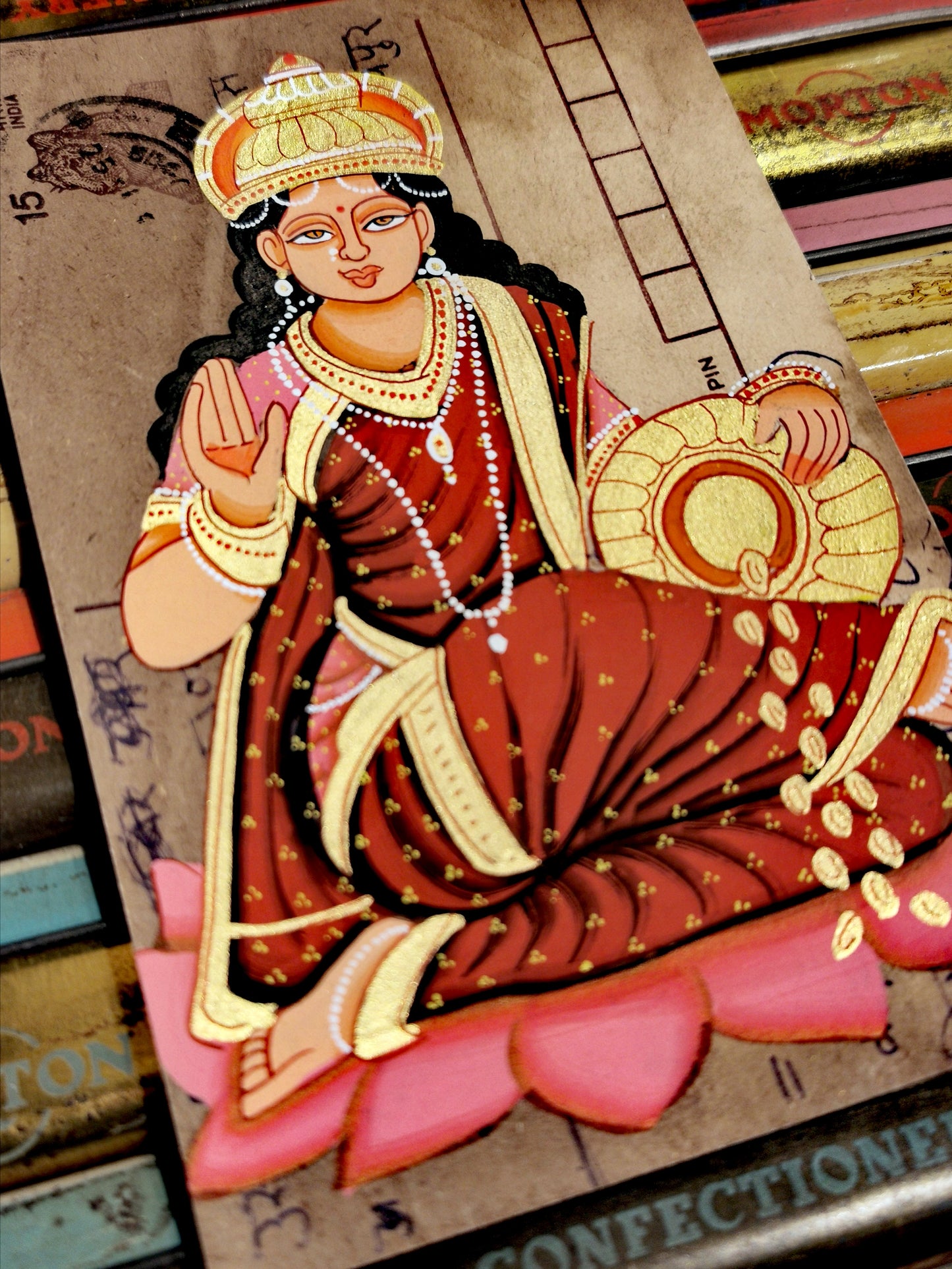 Hand painted Indian god postcards