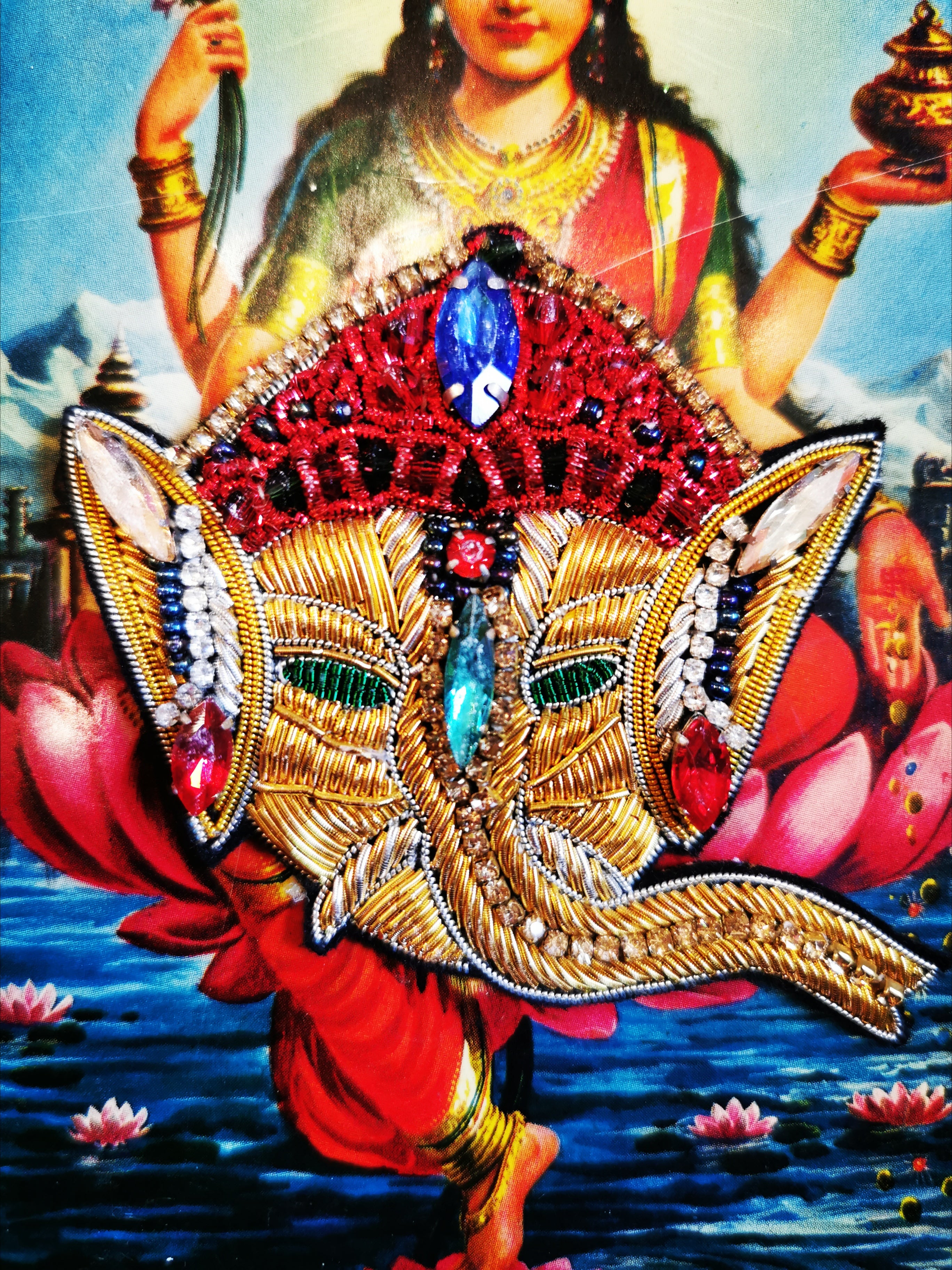 Ganesh jewelled hand stitched patch