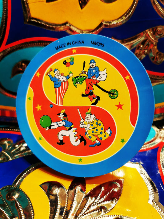 Roll up, Roll up!!, comical clowns circus rattle, spin it and it clicks! a fun noise maker

Not suitable for children 

Approx 10cm x 2.4cm

