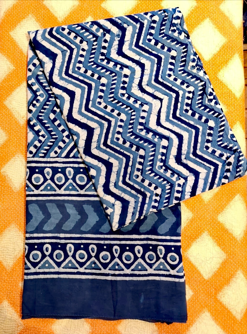 Indigo block print shawl