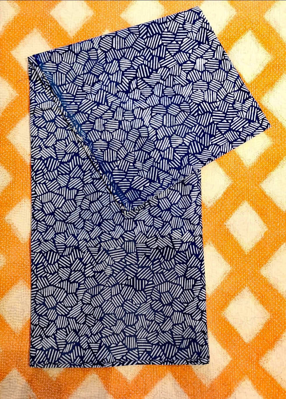 Indigo block print shawl