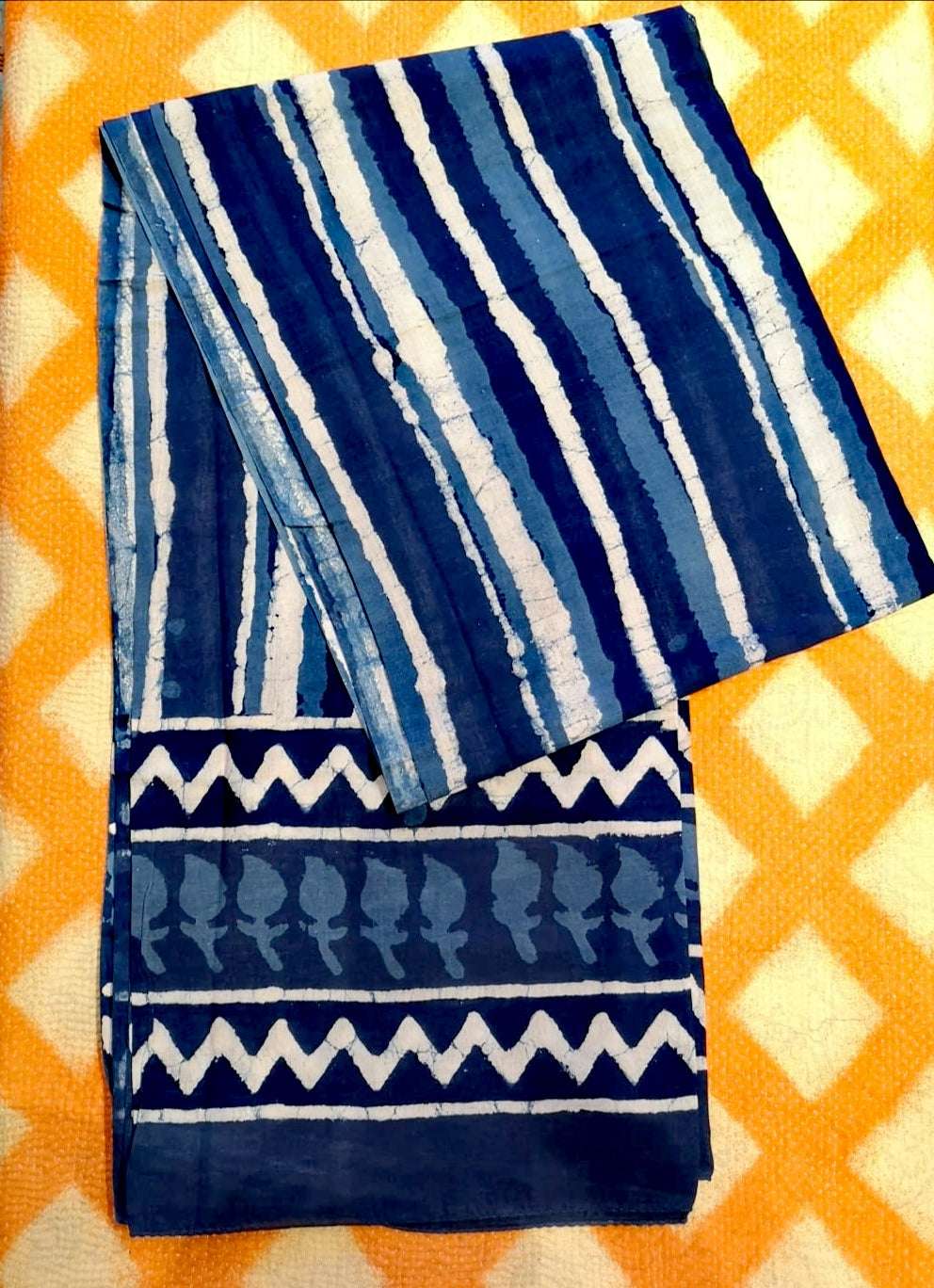 Indigo block print shawl