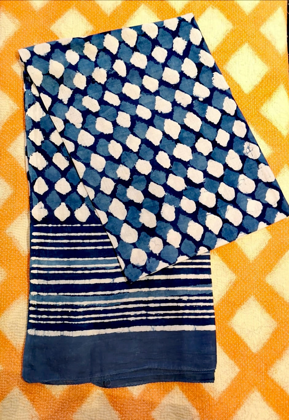 Indigo block print shawl