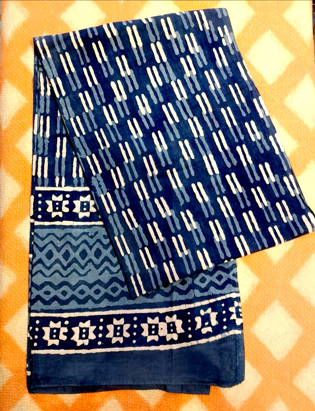 Indigo block print shawl