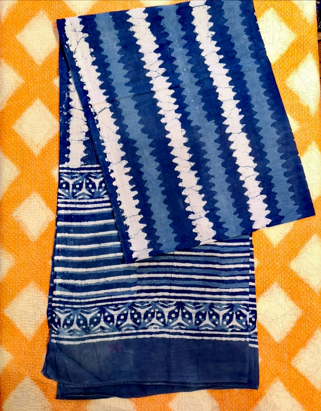 Indigo block print shawl