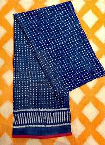 Indigo block print shawl