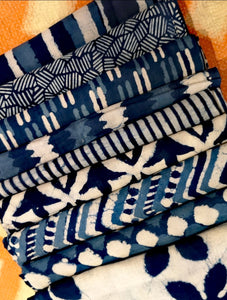 These beautiful fine cotton shawls are hand printed with carved wooden blocks ,a Rajasthani skilled tradition.Dyed with natural indigo. Big enough to throw around your shoulders and fine enough to wear as a scarf.

Washable at 30 degrees,dry naturally.

approx 115cm x 180 cm

Cotton.

 

