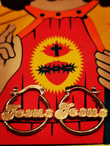 Jesus gold plated hoops