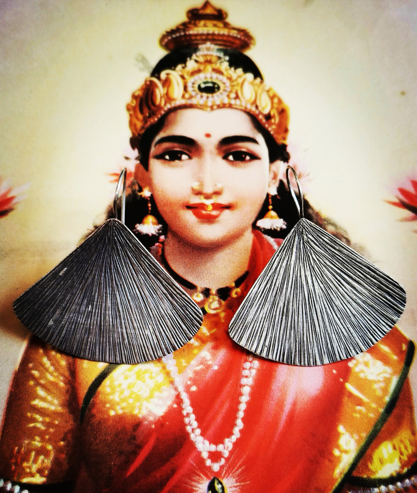 Myanmar fan hook earrings