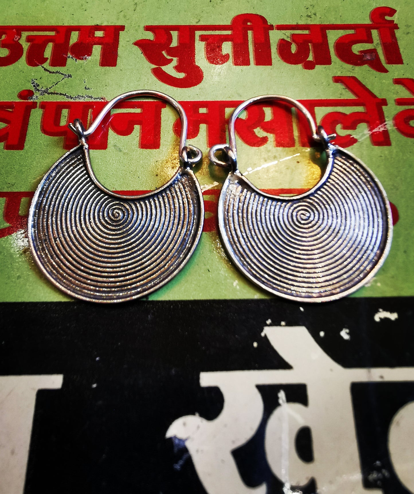 Myanmar spiral hoop earrings