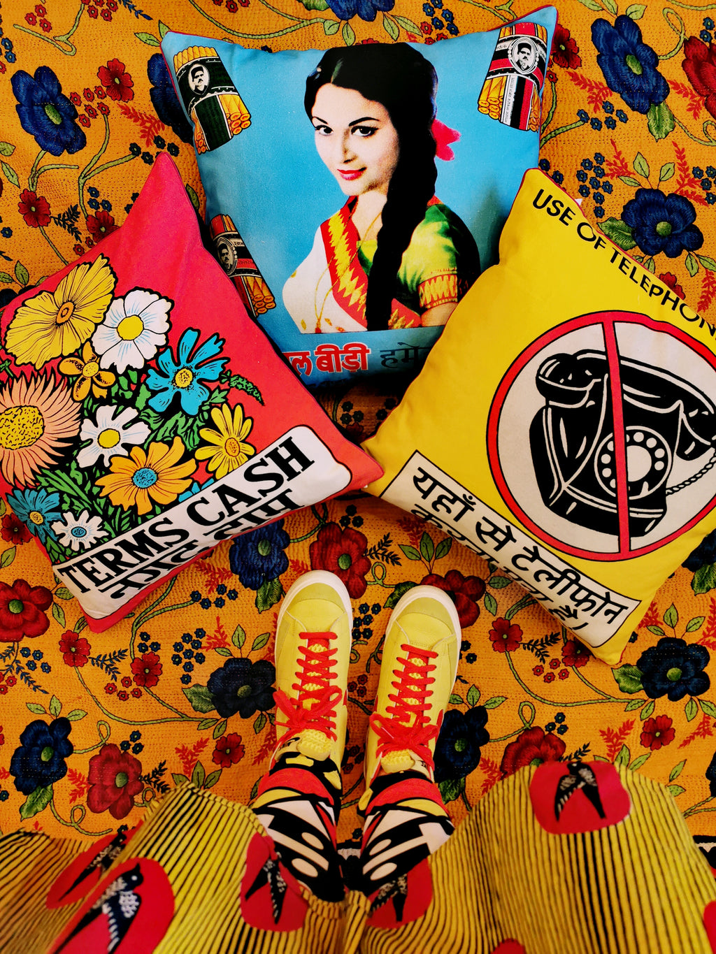 Our absolute favourite vintage packaging, advertising and bollywood combined in fabulous bright cushions to give your sofa a bit of vintage India style!

100% cotton, feather pad Included.

45cm x 45cm

